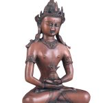 Pure Brass Meditating Buddha Statue - Antique Copper Finish, 13" Height